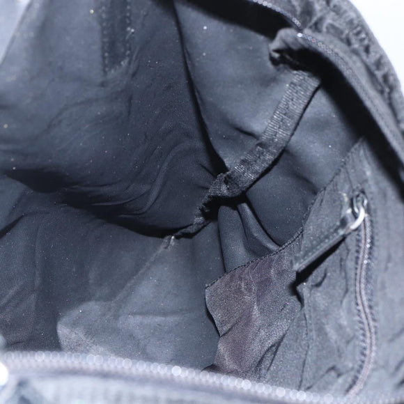 PRADA Tote Bag Nylon Black Silver Auth 151579