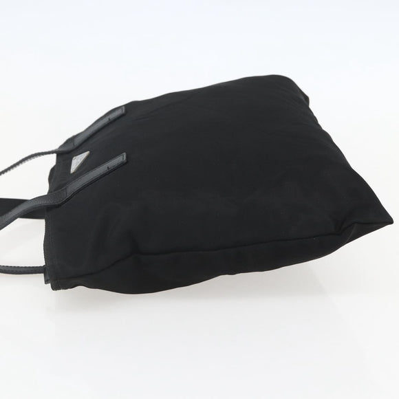 PRADA Tote Bag Nylon Black Silver Auth 151579