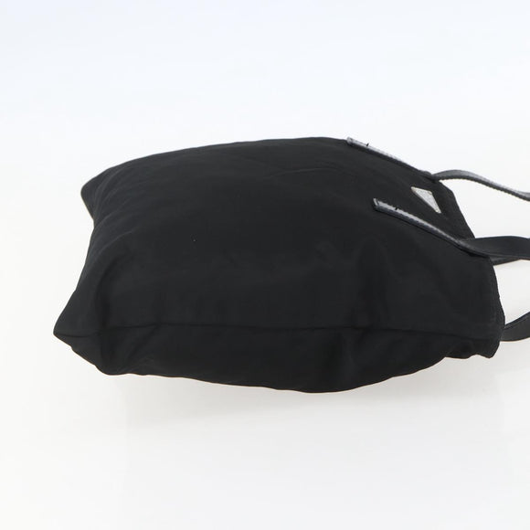 PRADA Tote Bag Nylon Black Silver Auth 151579
