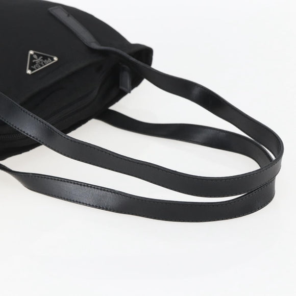 PRADA Tote Bag Nylon Black Silver Auth 151579