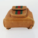 GUCCI Bamboo Web Sherry Line Backpack Leather Brown Red Auth 151581-5