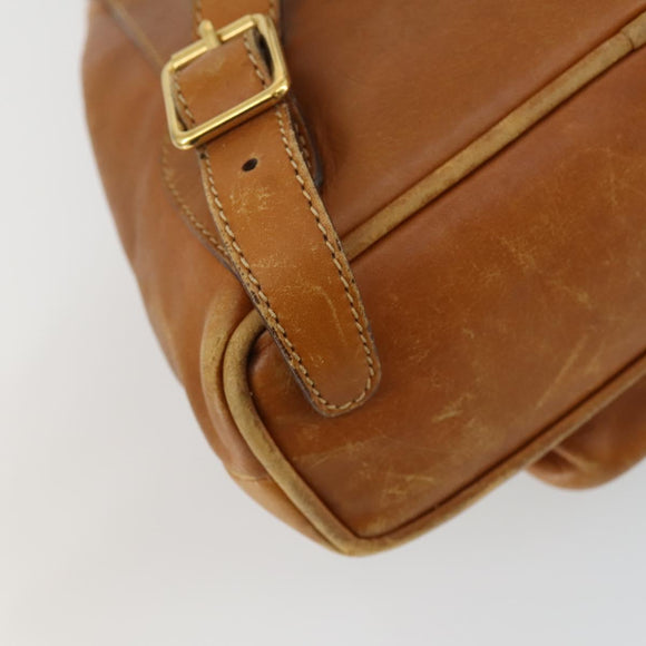 GUCCI Bamboo Web Sherry Line Backpack Leather Brown Red Auth 151581