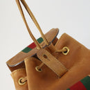 GUCCI Bamboo Web Sherry Line Backpack Leather Brown Red Auth 151581-20