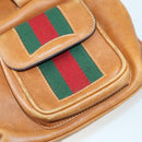 GUCCI Bamboo Web Sherry Line Backpack Leather Brown Red Auth 151581-26