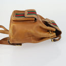 GUCCI Bamboo Web Sherry Line Backpack Leather Brown Red Auth 151581-3