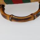 GUCCI Bamboo Web Sherry Line Backpack Leather Brown Red Auth 151581-7