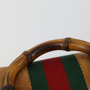 GUCCI Bamboo Web Sherry Line Backpack Leather Brown Red Auth 151581-14