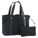 BVLGARI Logo Mania Tote Bag Canvas Black Silver Auth 151582-1