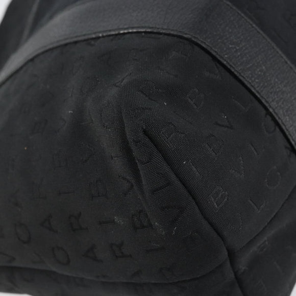 BVLGARI Logo Mania Tote Bag Canvas Black Silver Auth 151582