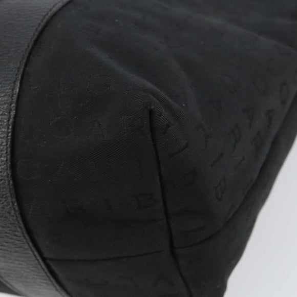 BVLGARI Logo Mania Tote Bag Canvas Black Silver Auth 151582