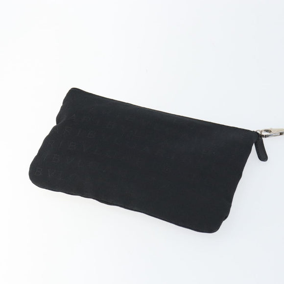 BVLGARI Logo Mania Tote Bag Canvas Black Silver Auth 151582