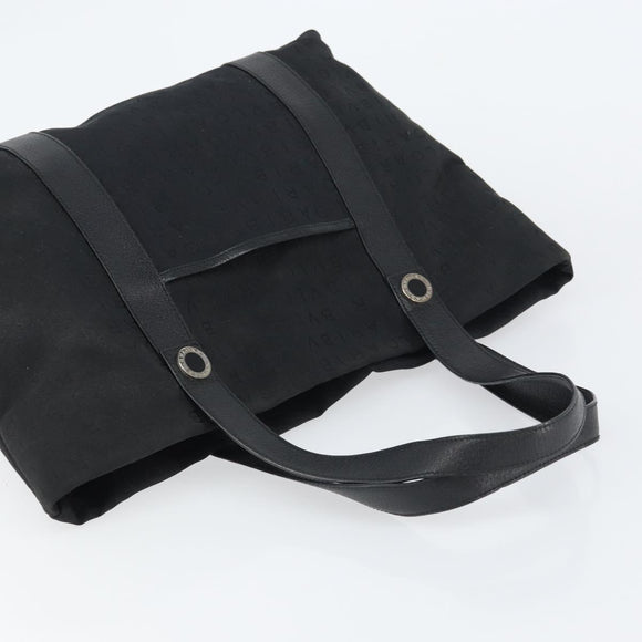 BVLGARI Logo Mania Tote Bag Canvas Black Silver Auth 151582