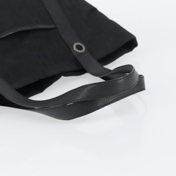 BVLGARI Logo Mania Tote Bag Canvas Black Silver Auth 151582