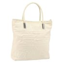 GUCCI Tote Bag Canvas White Gold Auth 151588-1