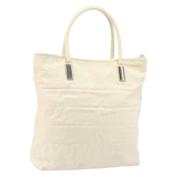 GUCCI Tote Bag Canvas White Gold Auth 151588