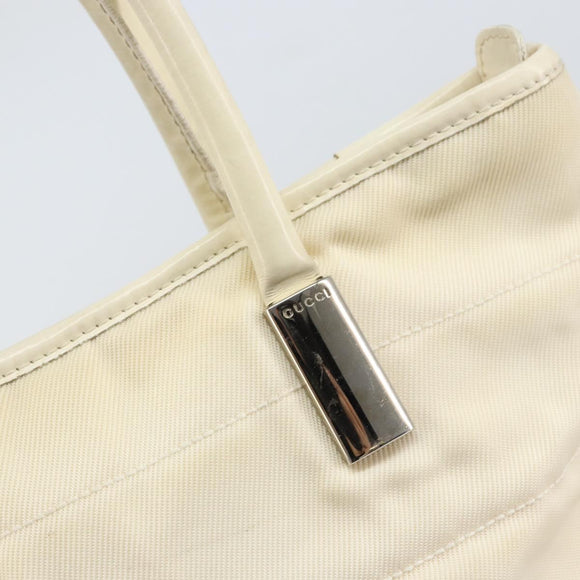 GUCCI Tote Bag Canvas White Gold Auth 151588