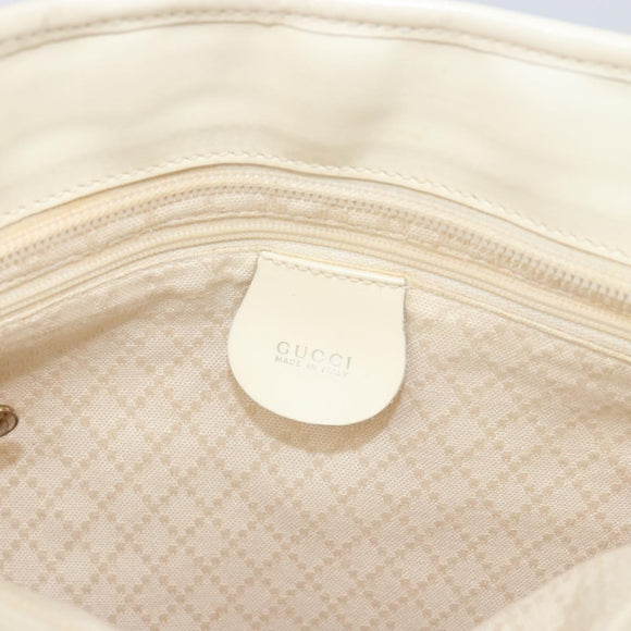 GUCCI Tote Bag Canvas White Gold Auth 151588