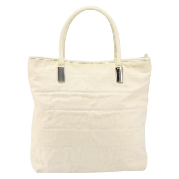 GUCCI Tote Bag Canvas White Gold Auth 151588