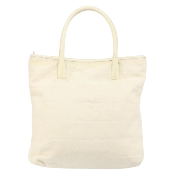 GUCCI Tote Bag Canvas White Gold Auth 151588