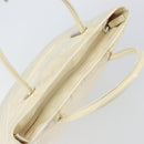 GUCCI Tote Bag Canvas White Gold Auth 151588-6