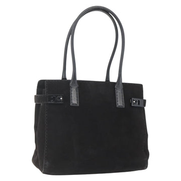 Salvatore Ferragamo Tote Bag Suede Black Silver Auth 151590