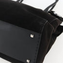 Salvatore Ferragamo Tote Bag Suede Black Silver Auth 151590-9
