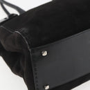 Salvatore Ferragamo Tote Bag Suede Black Silver Auth 151590-14