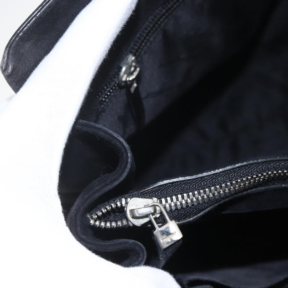 Salvatore Ferragamo Tote Bag Suede Black Silver Auth 151590