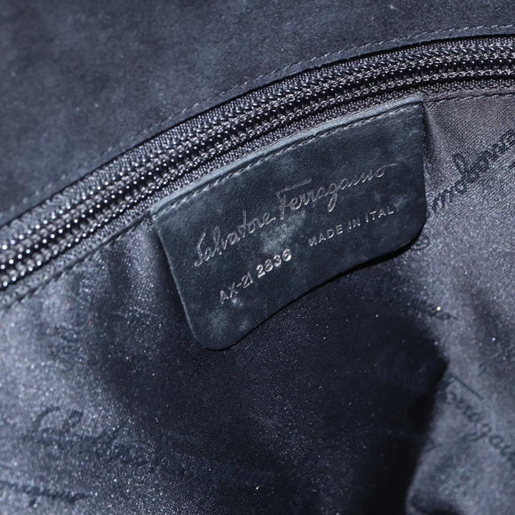 Salvatore Ferragamo Tote Bag Suede Black Silver Auth 151590