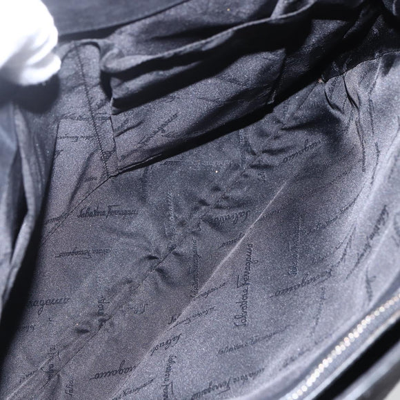 Salvatore Ferragamo Tote Bag Suede Black Silver Auth 151590