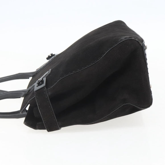 Salvatore Ferragamo Tote Bag Suede Black Silver Auth 151590