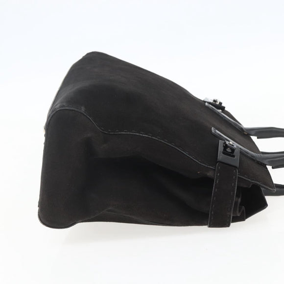 Salvatore Ferragamo Tote Bag Suede Black Silver Auth 151590