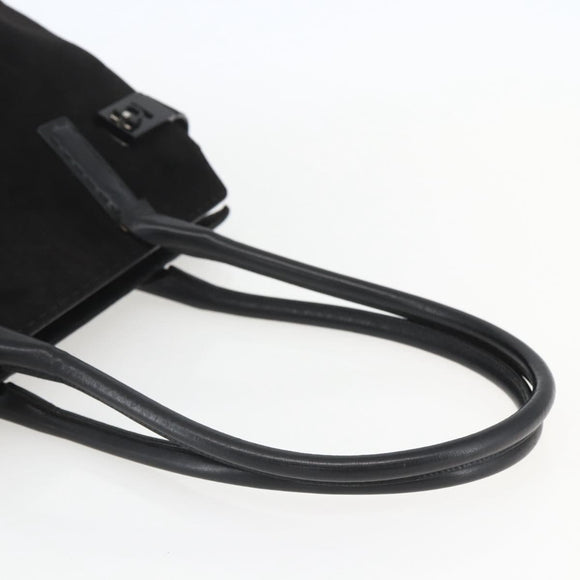 Salvatore Ferragamo Tote Bag Suede Black Silver Auth 151590