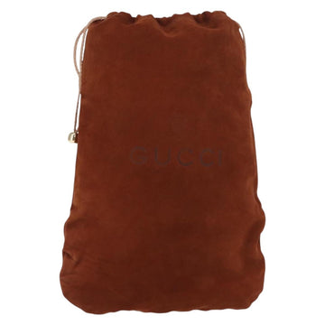 GUCCI Purse Pouch Suede Brown Gold Auth 151593