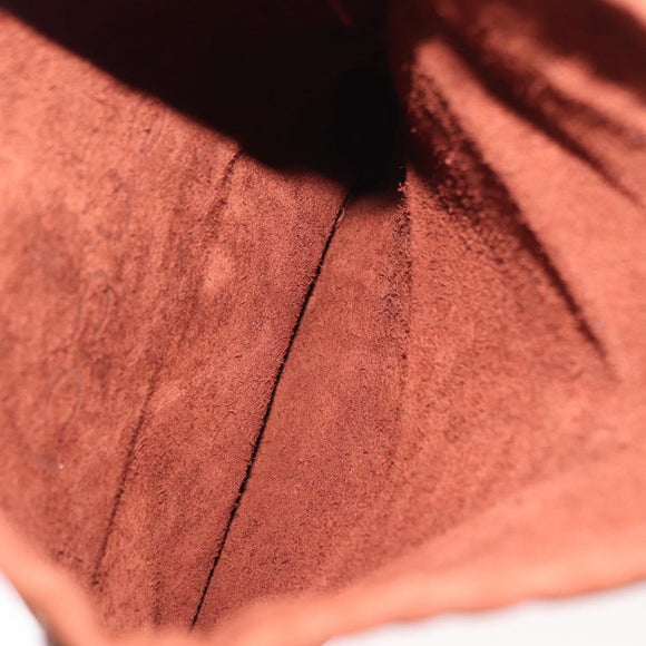 GUCCI Purse Pouch Suede Brown Gold Auth 151593