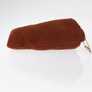 GUCCI Purse Pouch Suede Brown Gold Auth 151593-3