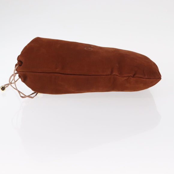 GUCCI Purse Pouch Suede Brown Gold Auth 151593