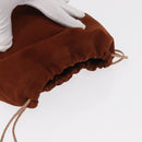 GUCCI Purse Pouch Suede Brown Gold Auth 151593-5