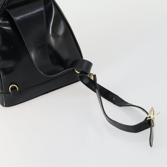 GUCCI Bamboo Shoulder Bag Patent leather Black Gold 003 3444 0127 Auth 151595
