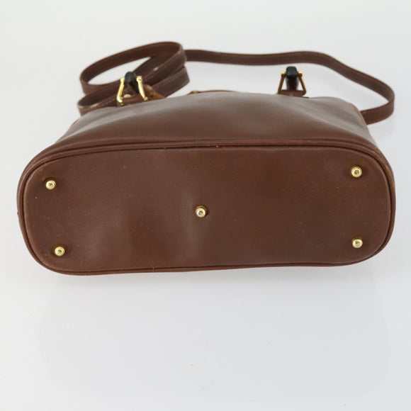 GUCCI Bamboo Hand Bag Leather 2way Brown Gold 000 2865 0290 Auth 151596