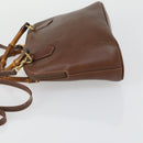 GUCCI Bamboo Hand Bag Leather 2way Brown Gold 000 2865 0290 Auth 151596-4