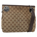 GUCCI GG Canvas Shoulder Bag Beige Silver 120841 Auth 151597-1