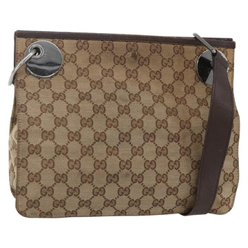 GUCCI GG Canvas Shoulder Bag Beige Silver 120841 Auth 151597