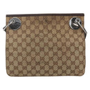 GUCCI GG Canvas Shoulder Bag Beige Silver 120841 Auth 151597-13