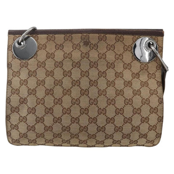 GUCCI GG Canvas Shoulder Bag Beige Silver 120841 Auth 151597 - 0