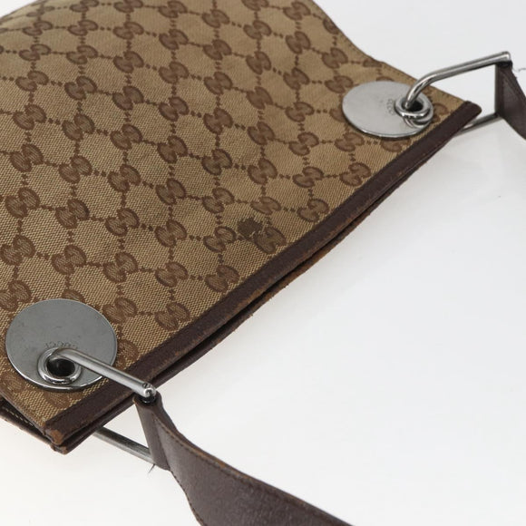 GUCCI GG Canvas Shoulder Bag Beige Silver 120841 Auth 151597