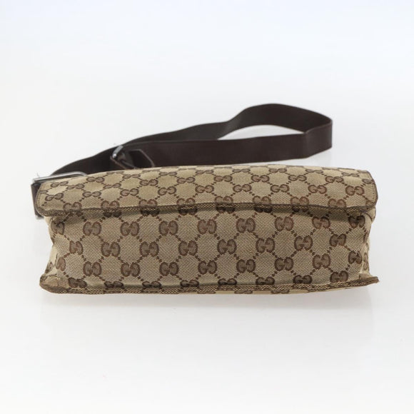 GUCCI GG Canvas Shoulder Bag Beige Silver 120841 Auth 151597