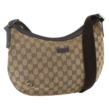 GUCCI GG Canvas Shoulder Bag Beige Silver 181092 Auth 151600