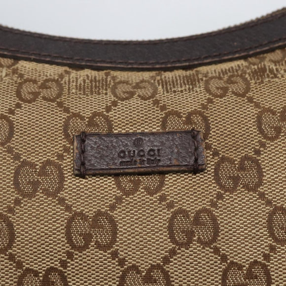 GUCCI GG Canvas Shoulder Bag Beige Silver 181092 Auth 151600