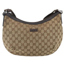 GUCCI GG Canvas Shoulder Bag Beige Silver 181092 Auth 151600-2